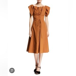 BROCK COLLECTION
Dawn Ruffled Lace-Front A-Line Midi Dress